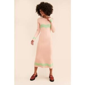 NEW The Wolf Gang Venaya Knit Midi Dress in Pink Size Medium
